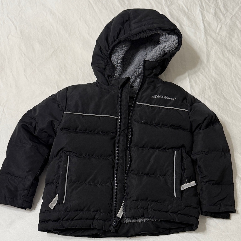 2T Eddie Bauer Black Hooded Down Coat